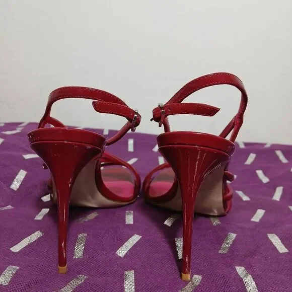 Le silla womens size 38 us 6.5 maroon slingback pump stiletto sandals Italian - Picture 5 of 8